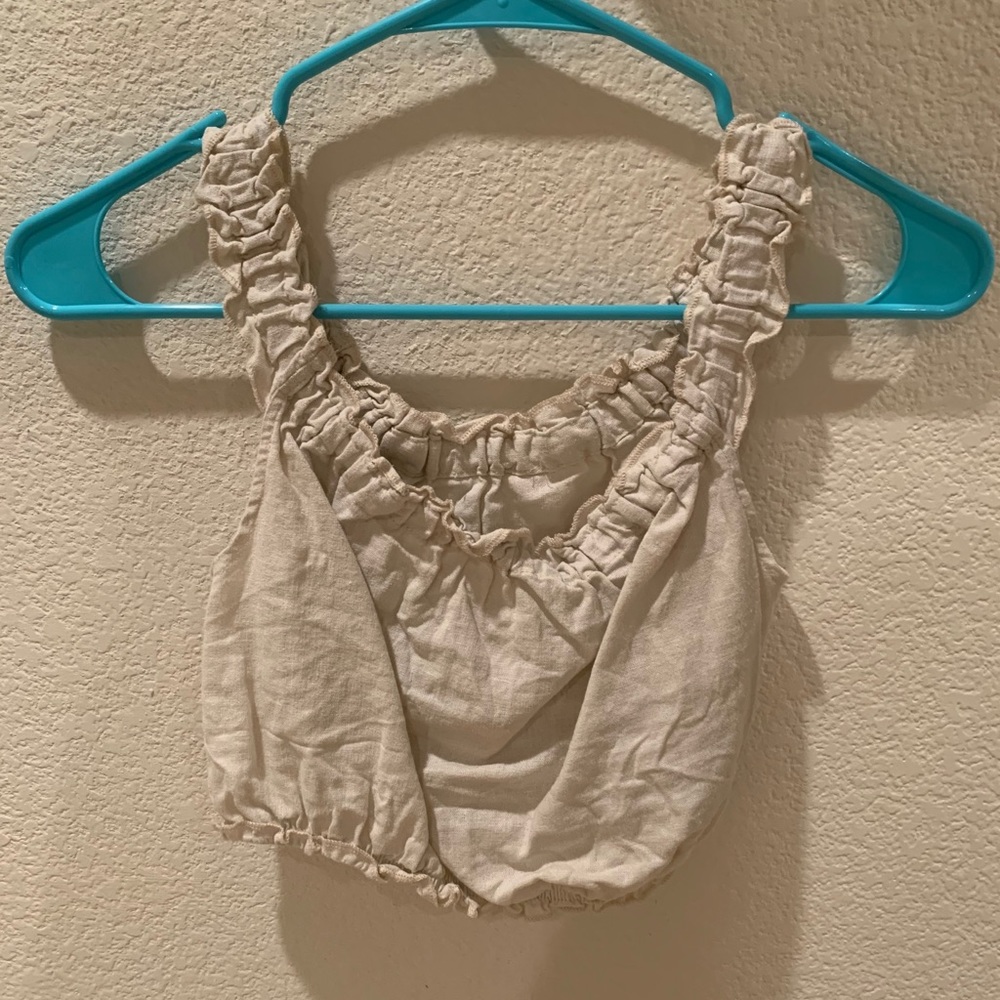 Pacsun ruffled crop tank top in cream